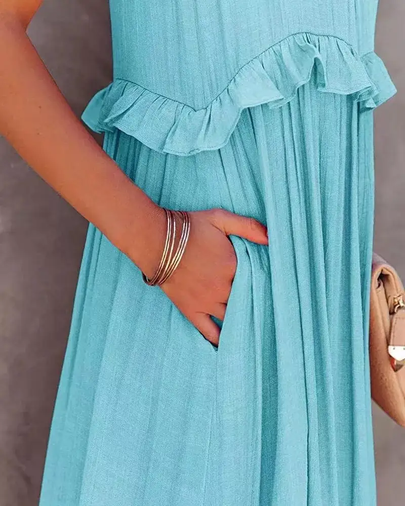 Classic Tiered Sleeveless Maxi Dress
