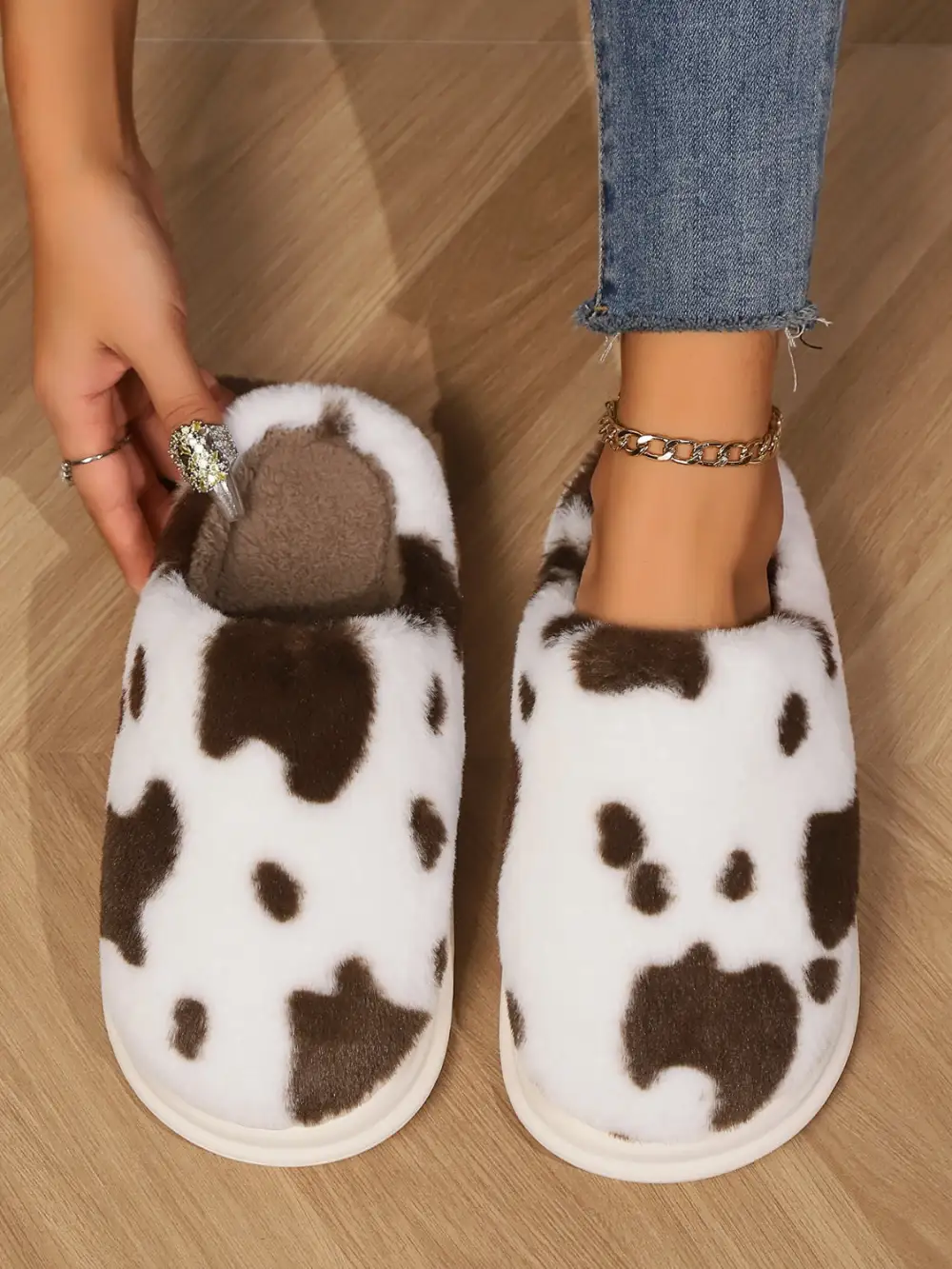 Print Faux Slippers