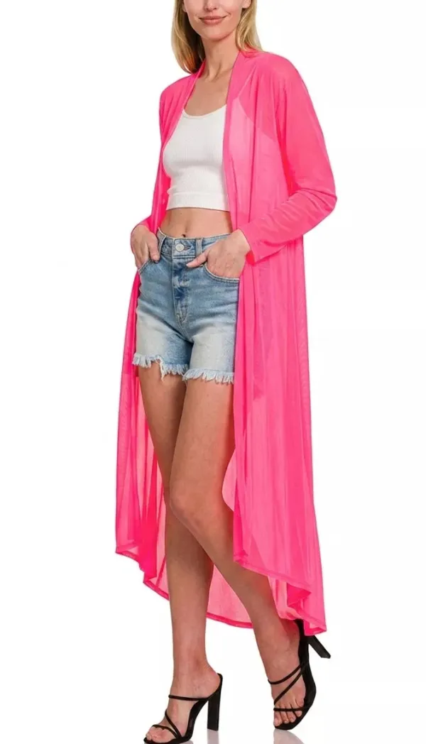Mesh Open Front Cardigan