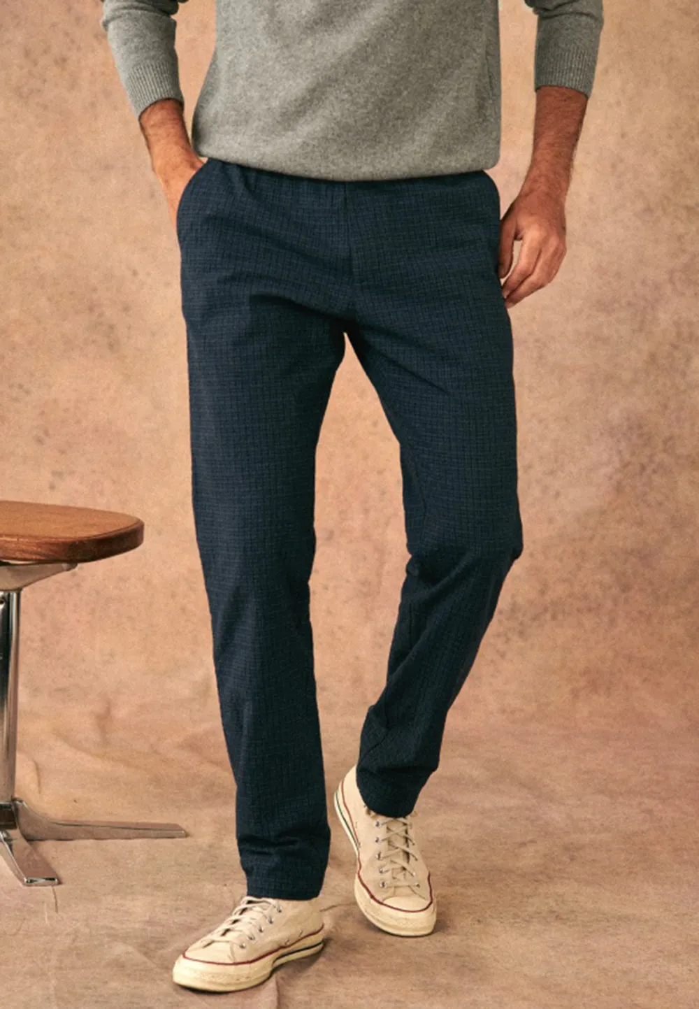 Olive Green Cotton Linen Blend Casual Trousers