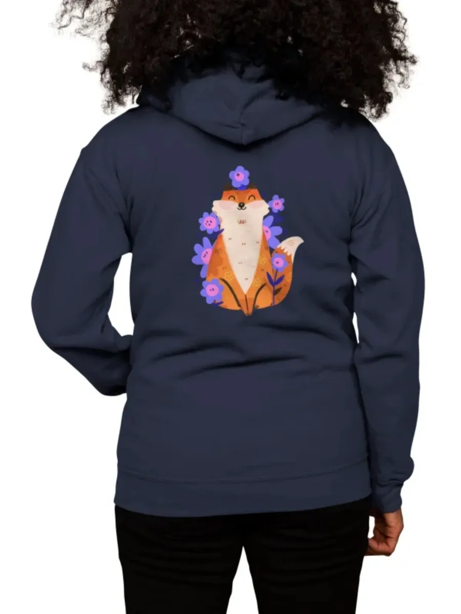 Cute Fox Floral Hoodie