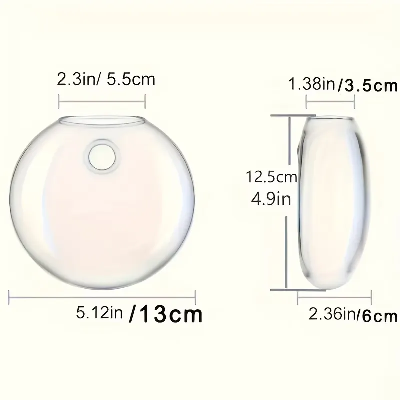 2 Pcs Round Glass Wall Vase