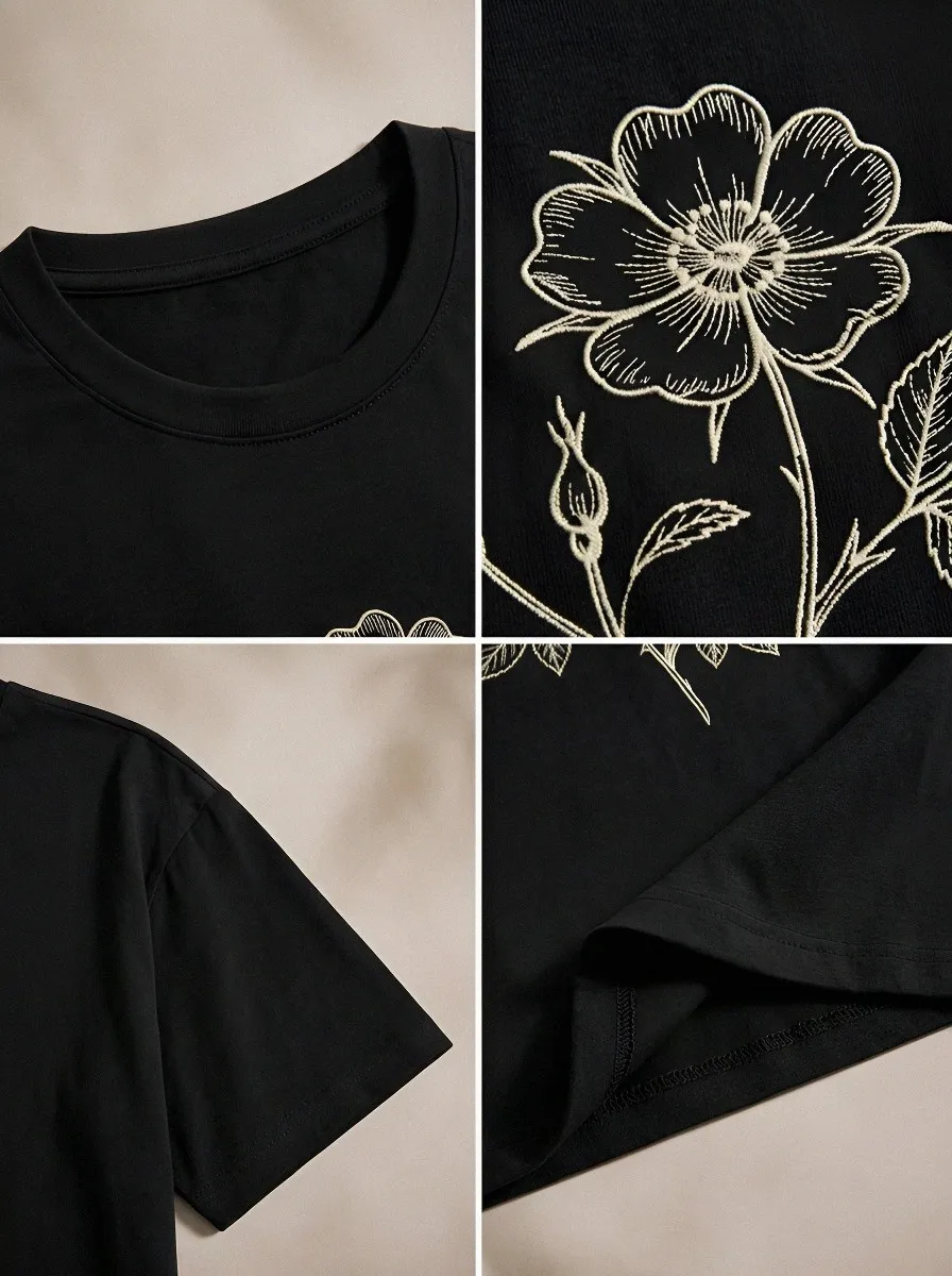 Unisex Botanical Nature Lover Wild Rose Printed T-shirt