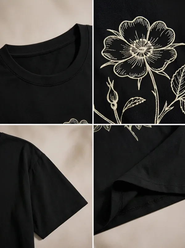 Unisex Botanical Nature Lover Wild Rose Printed T-shirt