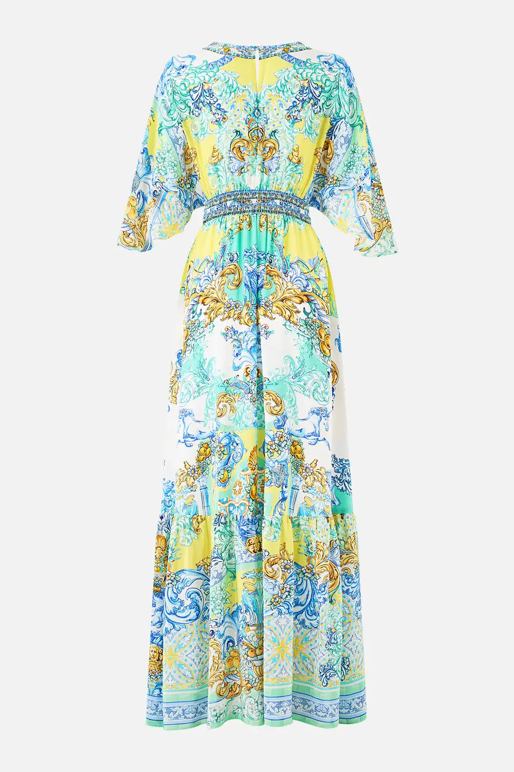 Waisted Dress with Hem Ruffle