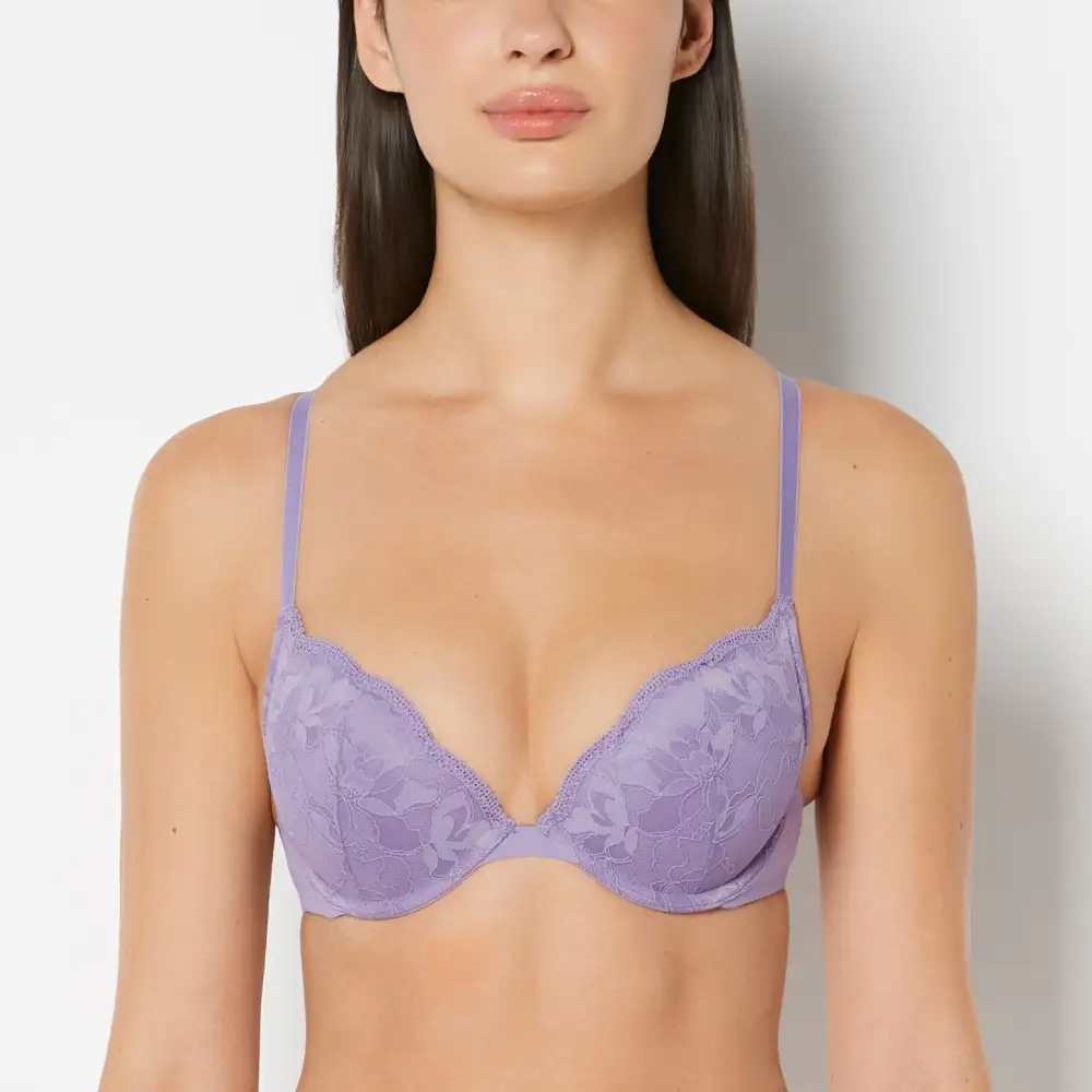 Delicate Push Up Plunge Bra With Charmed Lace