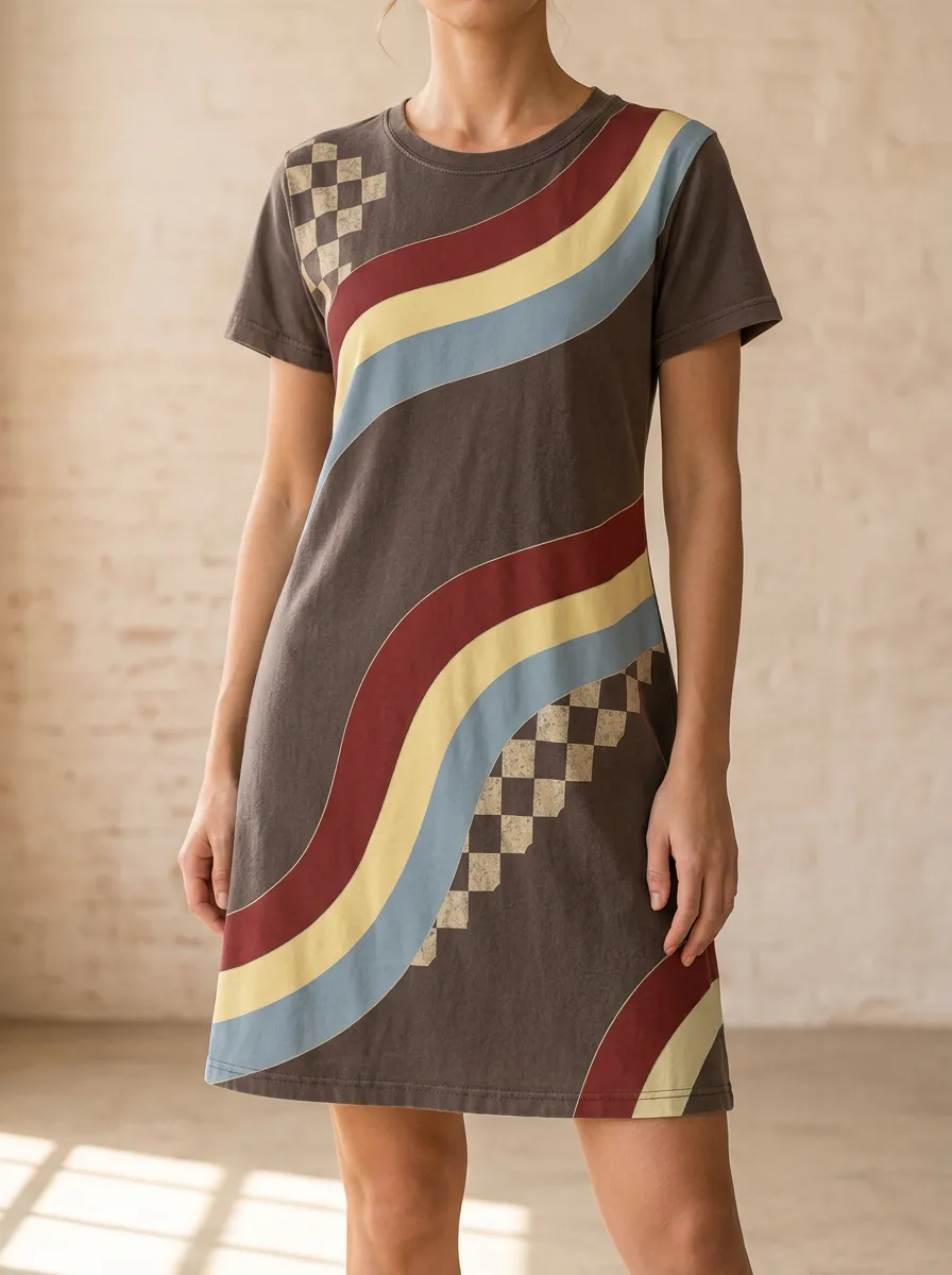 Women's Graphic Print Crew Neck T-Shirt Dress