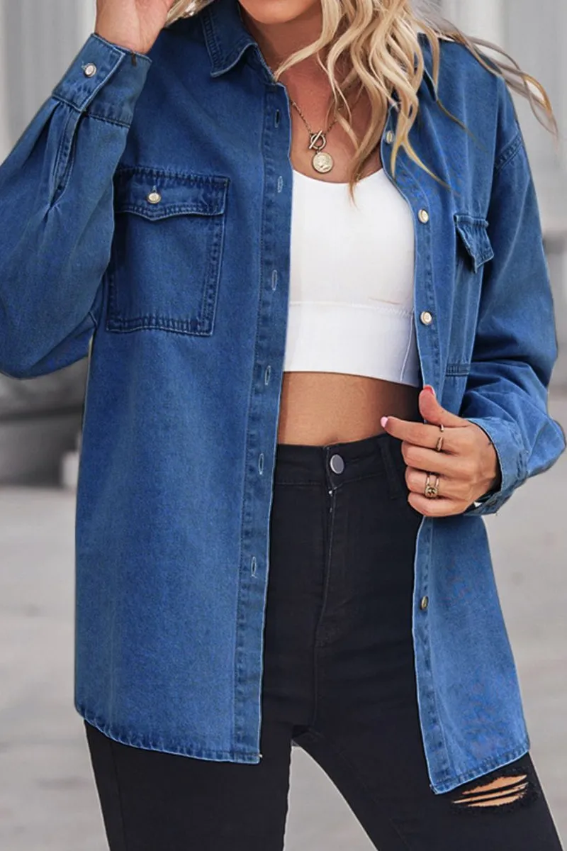Collared Drop Shoulder Denim Shirt