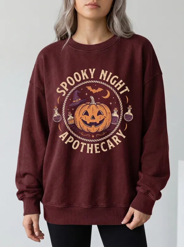 Women's Halloween Spooky Night Pumpkin Potion Printed Sweatshirt