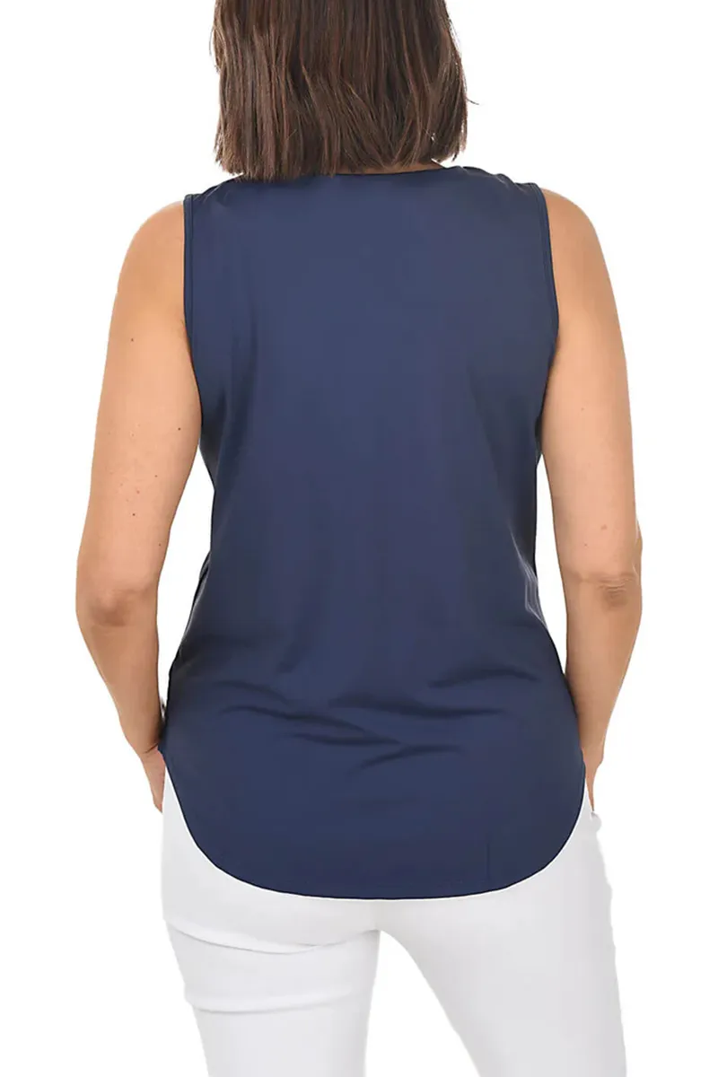 Solid Split Neck Sleeveless Top