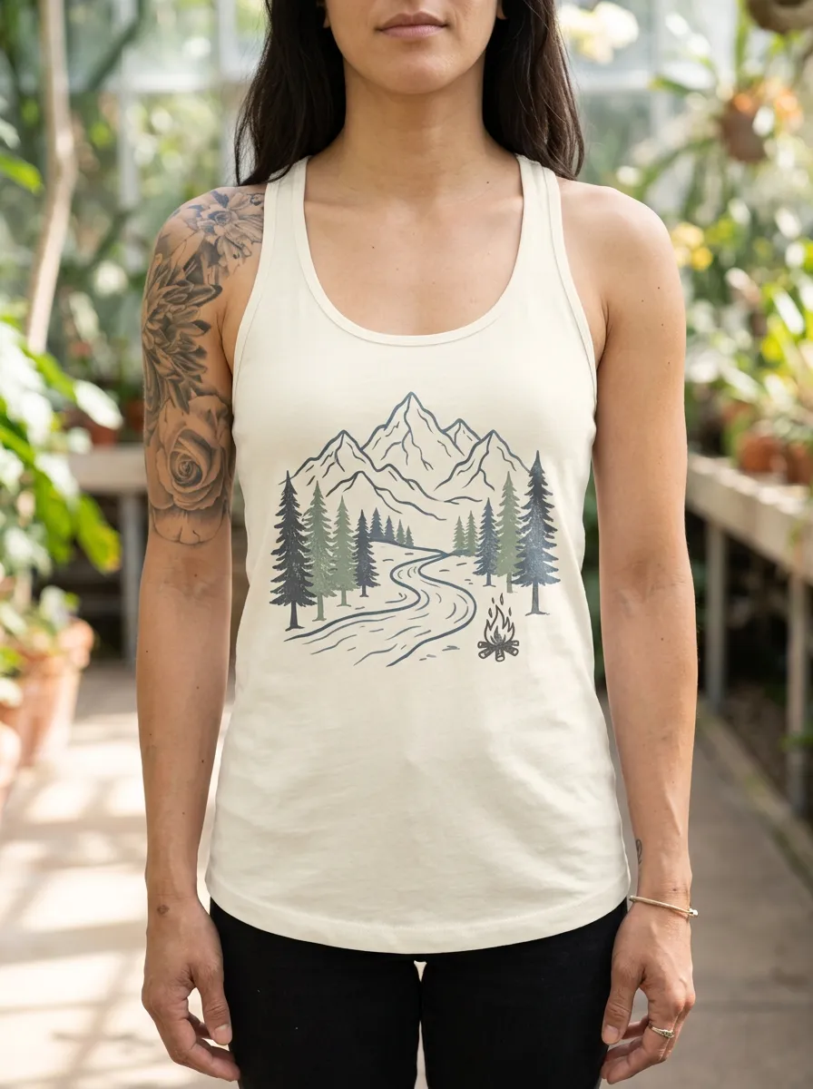 Women's Nature Camping Mountain Forest Printed Tank Top