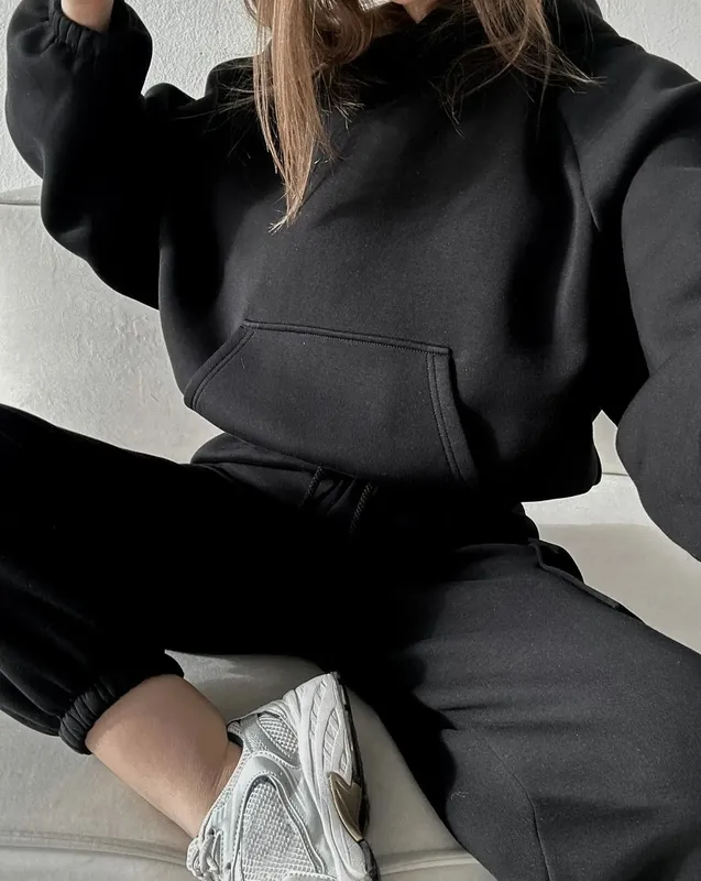 Cargo Pocket Hoodie and Joggers Set