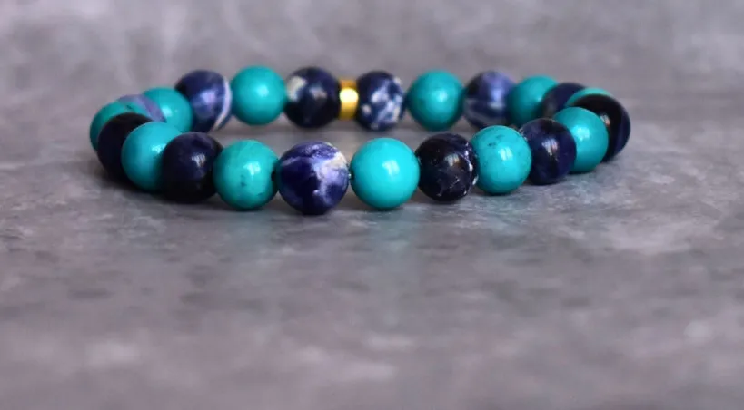 Sagittarius Zodiac Turquoise Sodalite Bead Bracelet