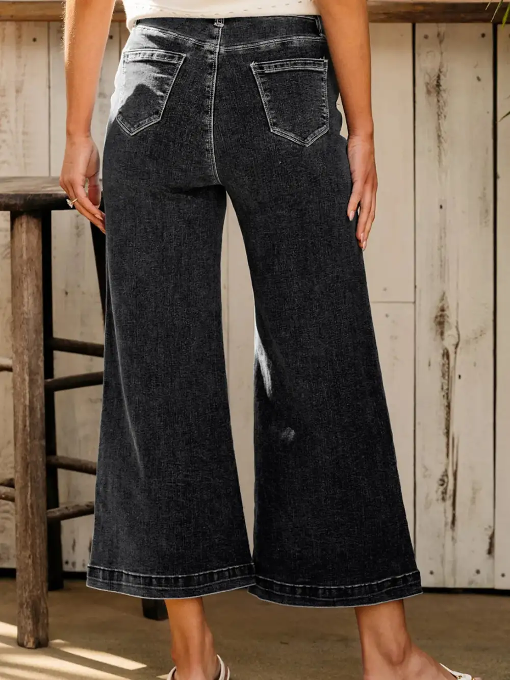 Flare Leg Seam Detail Denim Jeans