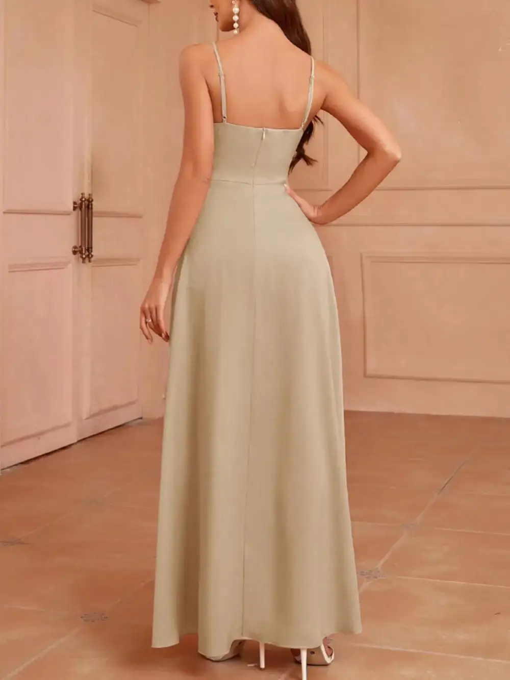 Relaxed Slit Spaghetti Strap Maxi Dress