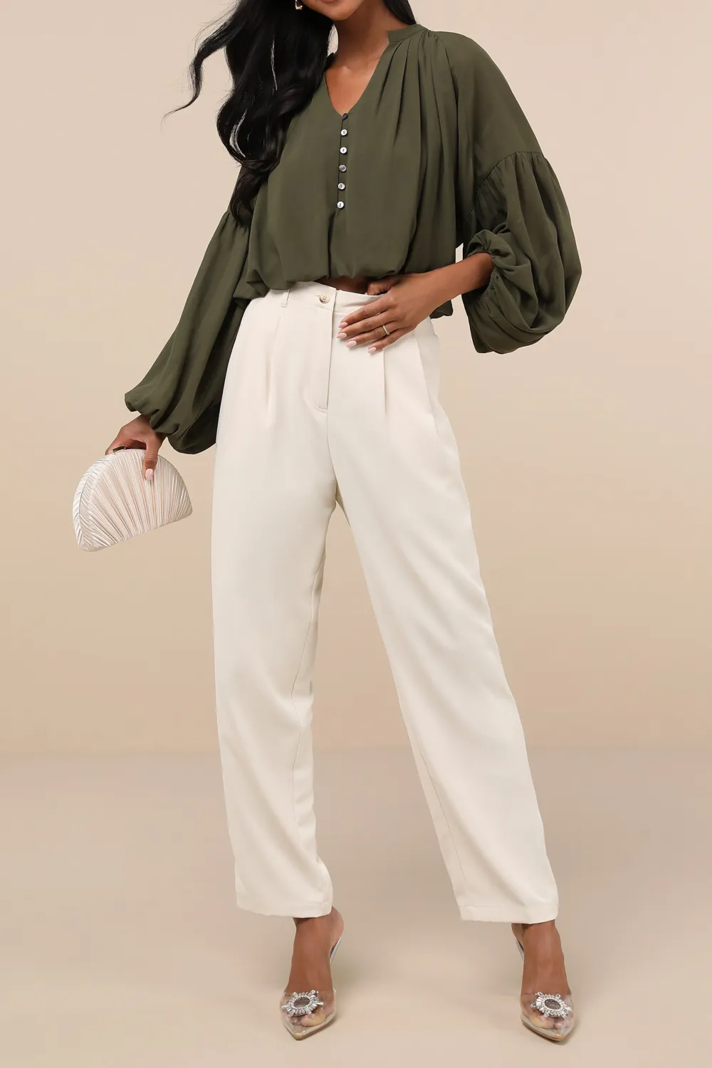 Casual Style Long Sleeve  Multi Floral Print Top