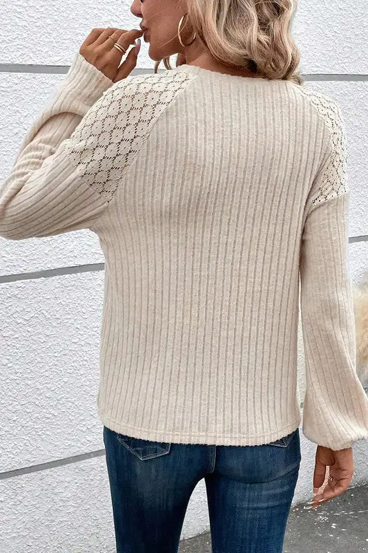 Button Front Ribbed Everyday Knit Top