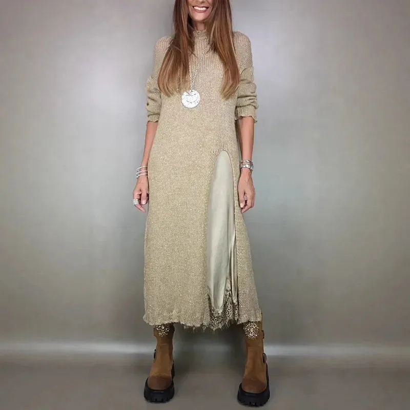 Elegant Knit and Lace Two-Piece Set