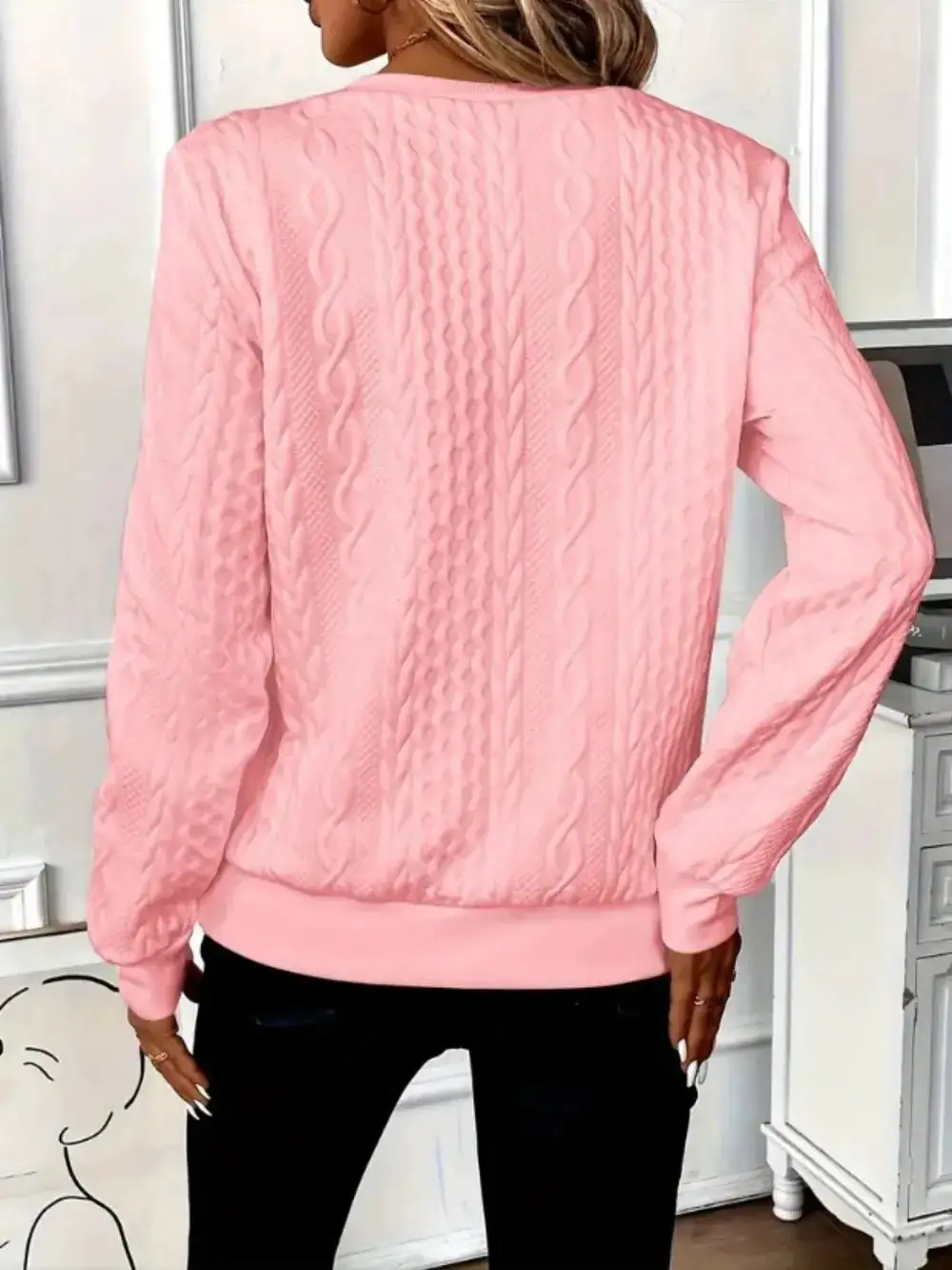 Texture Half Zip Long Sleeve Sweater