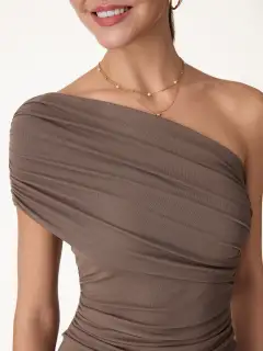 One Shoulder Gathered Bra Top