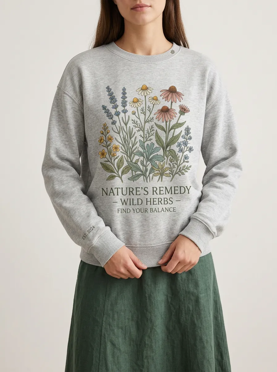 Nature Lover Wild Herbs Botanical Sweatshirt
