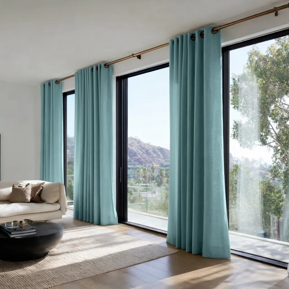 Eyelet Blackout Linen Curtain Panel