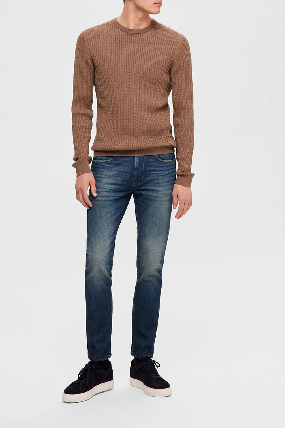 Blue Mid Rise Washed Slim Fit JEANS