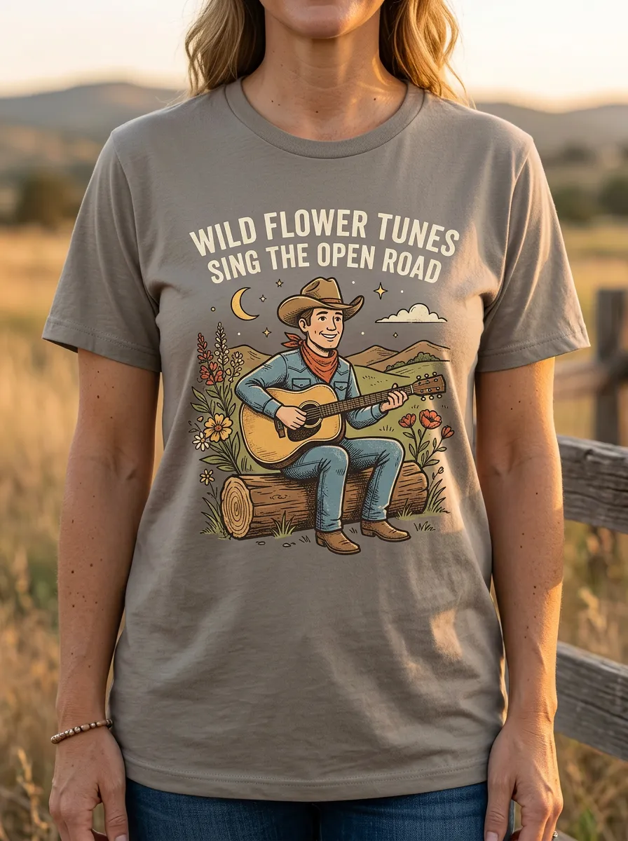 Cowboy Country Music Crewneck T-Shirt
