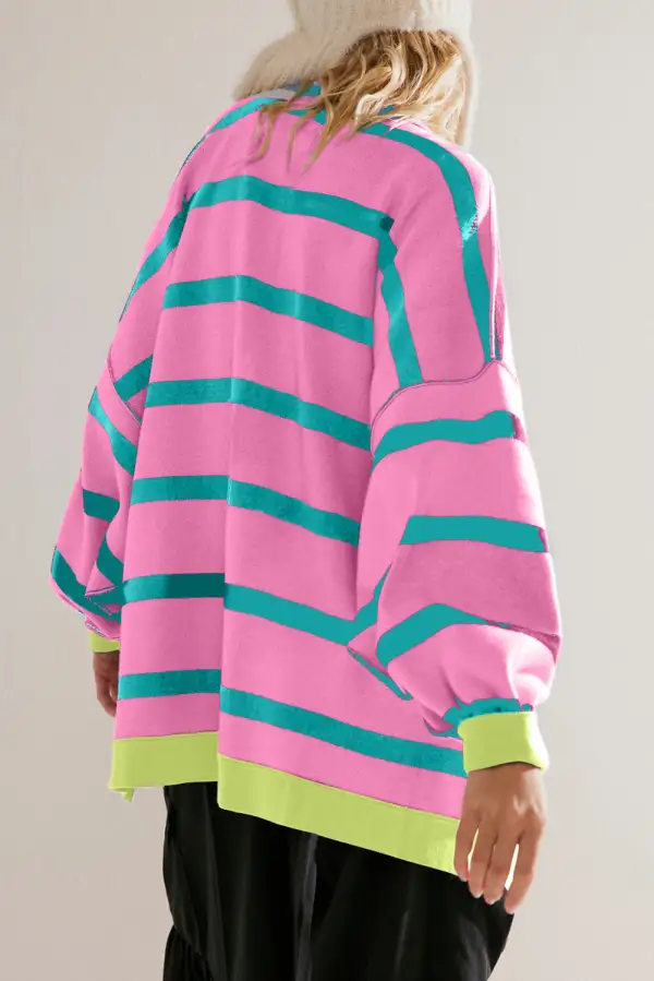Open-Front Buttoned Drop-Shoulder Relaxed Cardigan