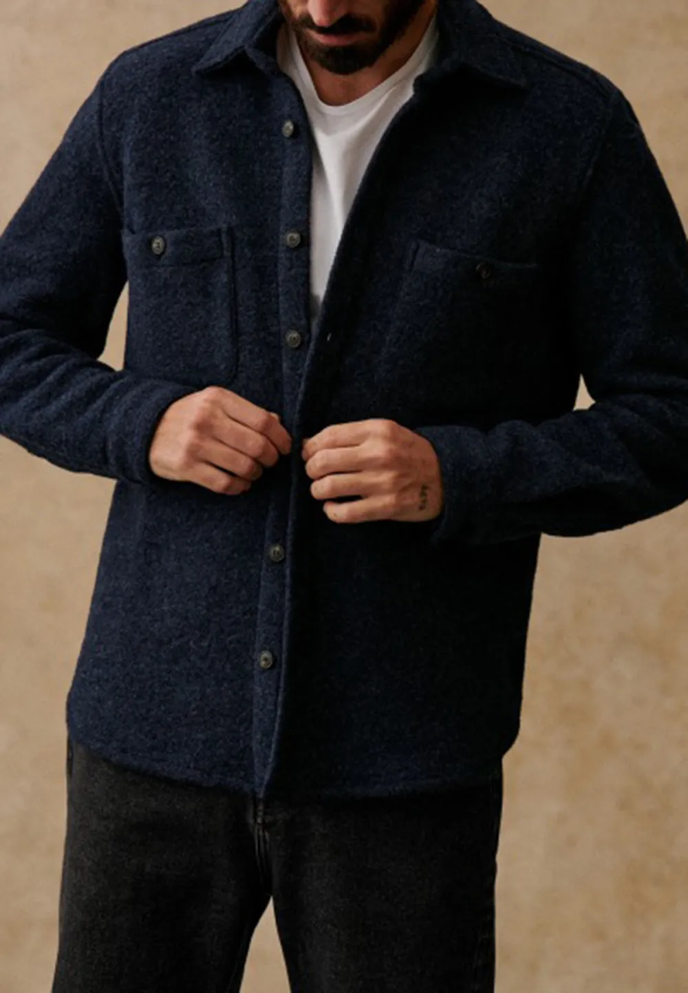 Olive Green Two Chest Pocket Long Sleeve Shirt