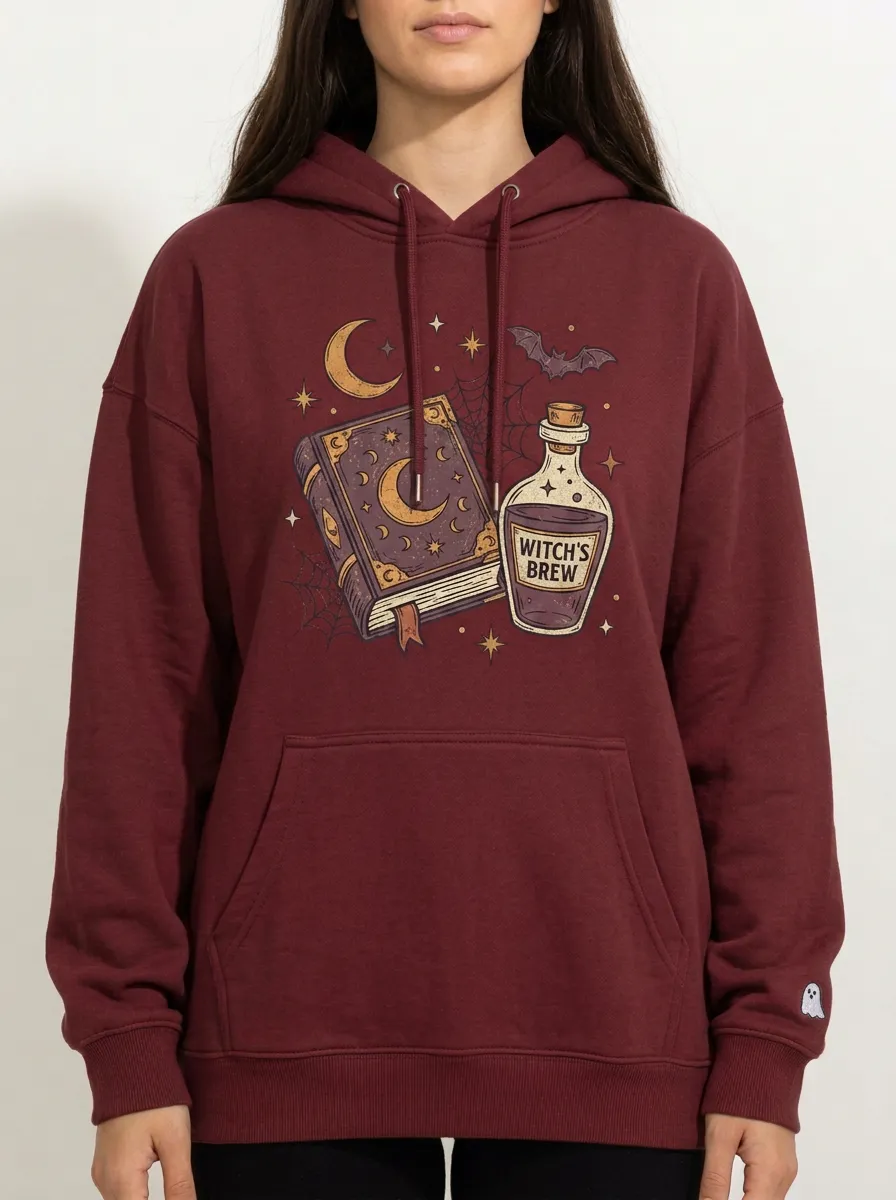 Women's Halloween Witch Spellbook Potion Printed Hoodie