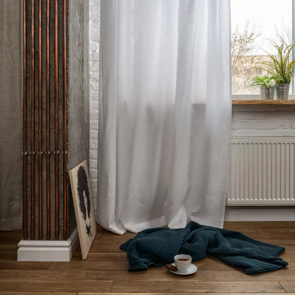Top Tie Linen Curtain Panel