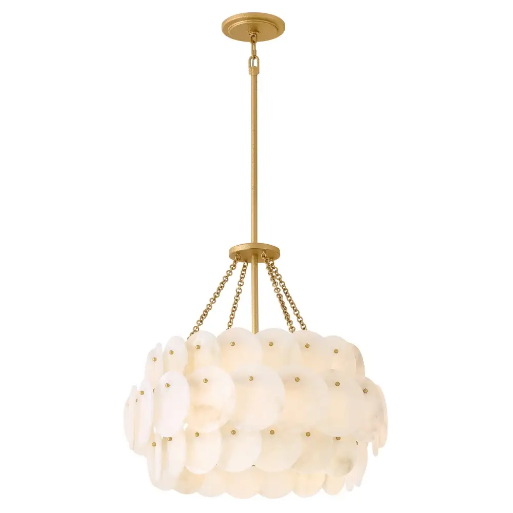 Drum Shade Alabaster Glass Contemporary LED Chandelier