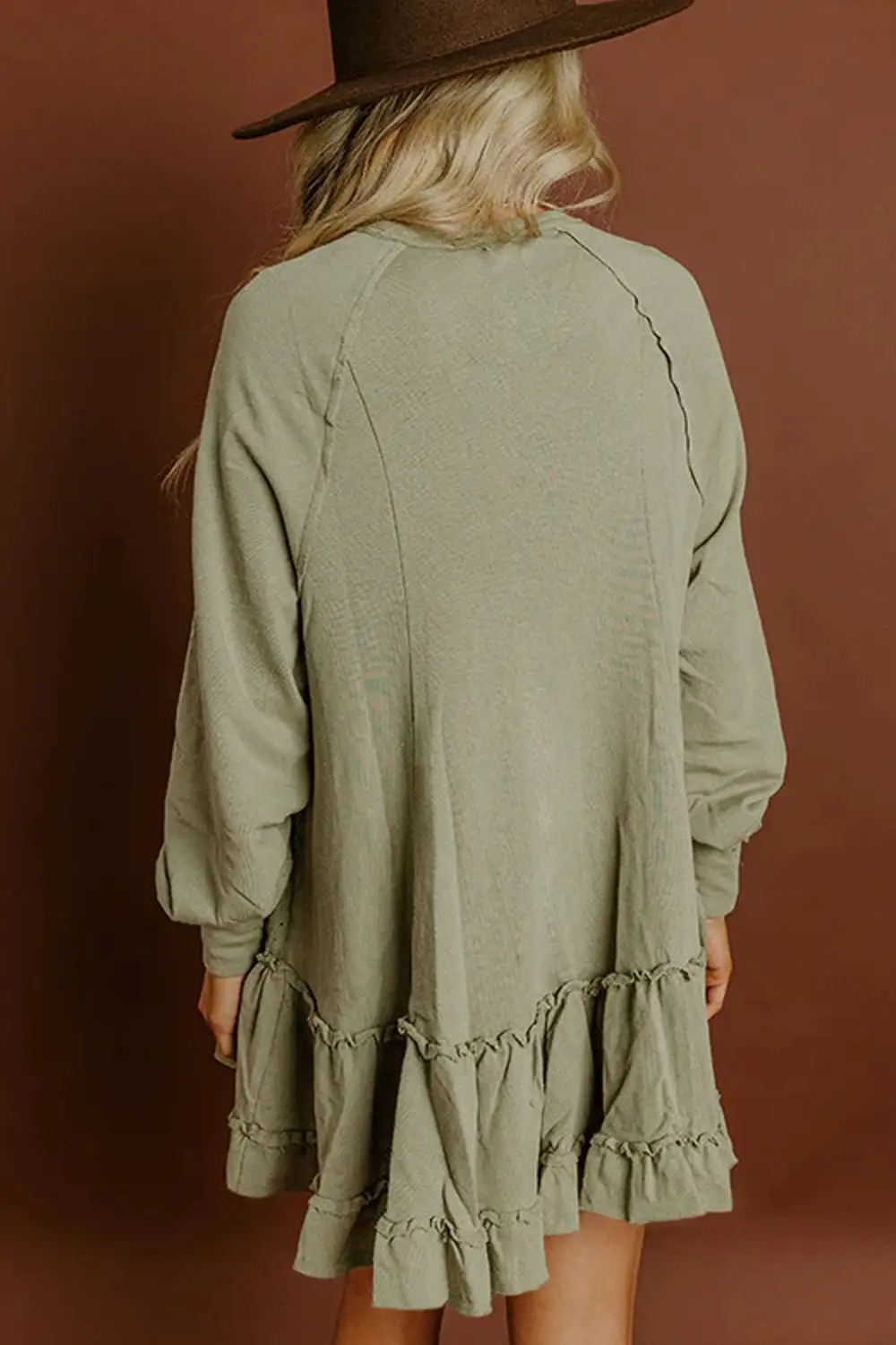 Lightweight Feel Ruffle Long Sleeve Mini Dress