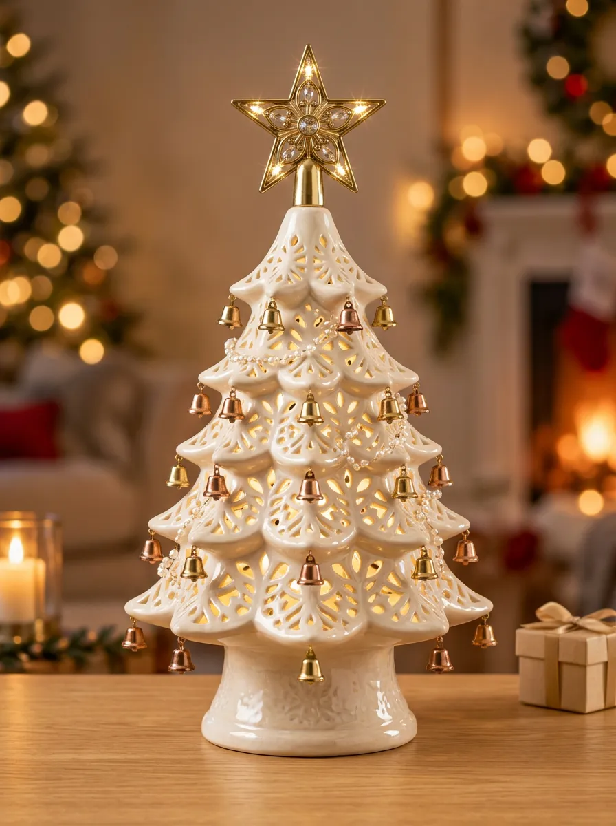 Ceramic Bell LED Christmas Tabletop Ornament