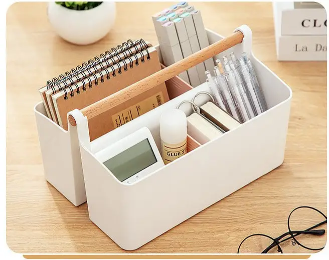 Storage Caddy With Adjustable Dividers Pink