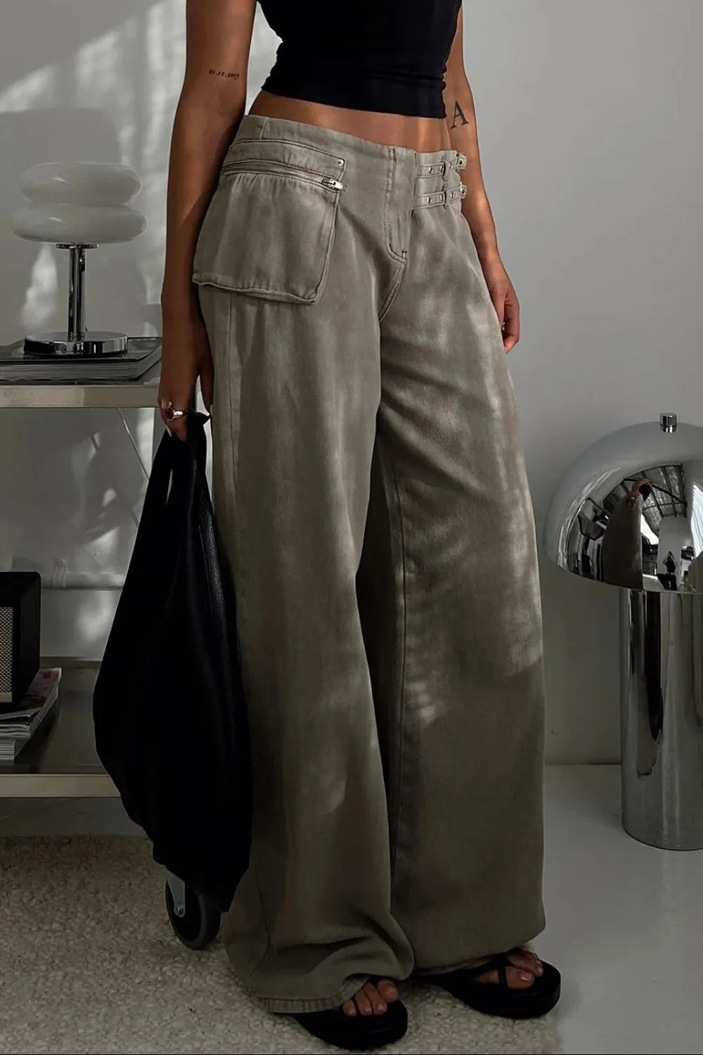 Wide Leg Jeans With Pocket