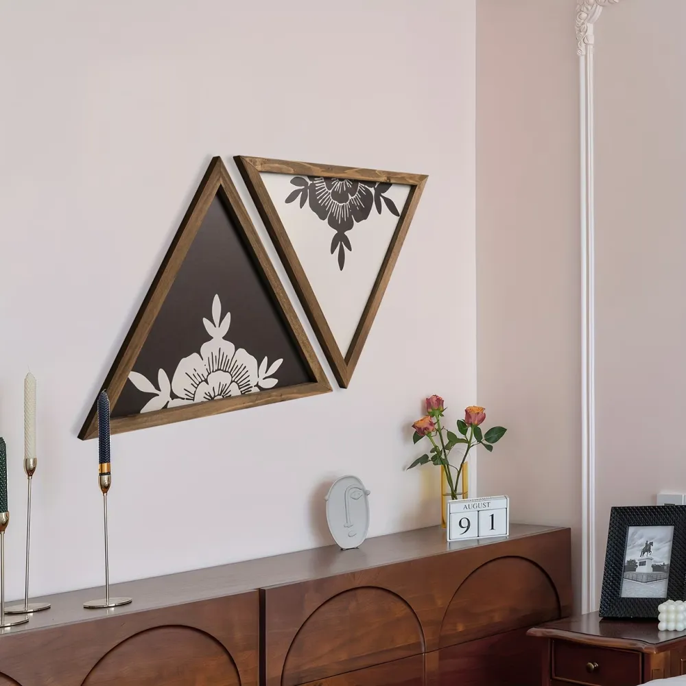 Triangle Floral Wall Art Set
