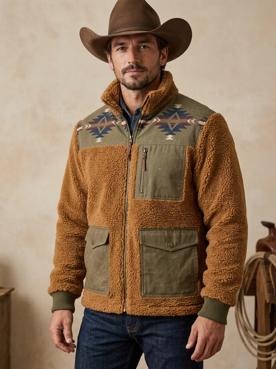 Canyon Trail Aztec Style Men's Western Fleece Jacket