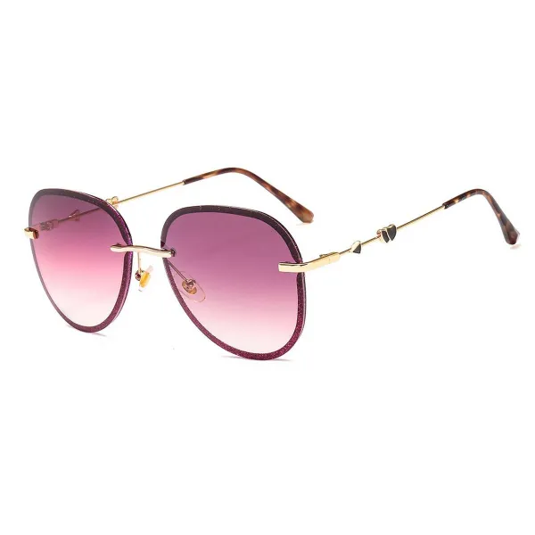 Heart Metal Rimless Sunglasses