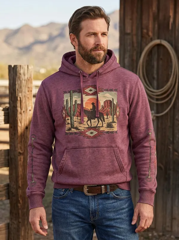 Range Rider Cactus Desert Prairie Look Men's Western Sweatshirt