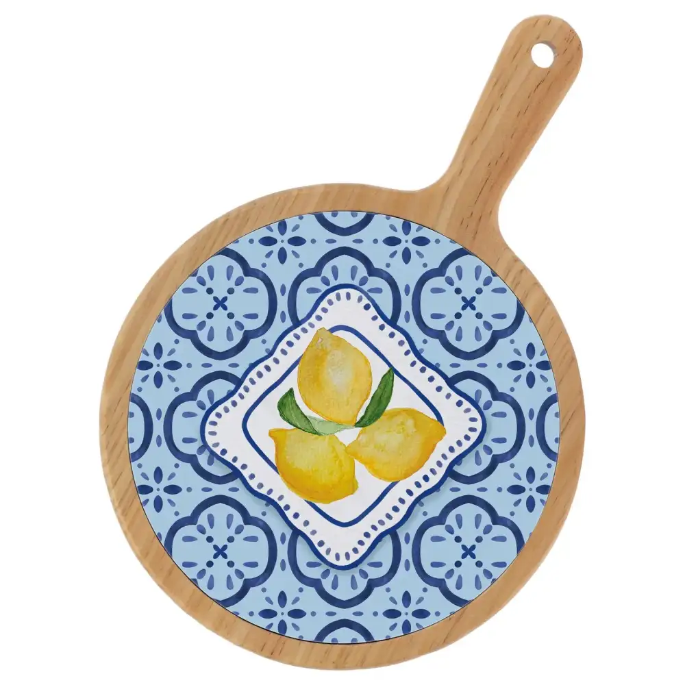 Lemon Motif Bamboo Ceramic Cheese Board