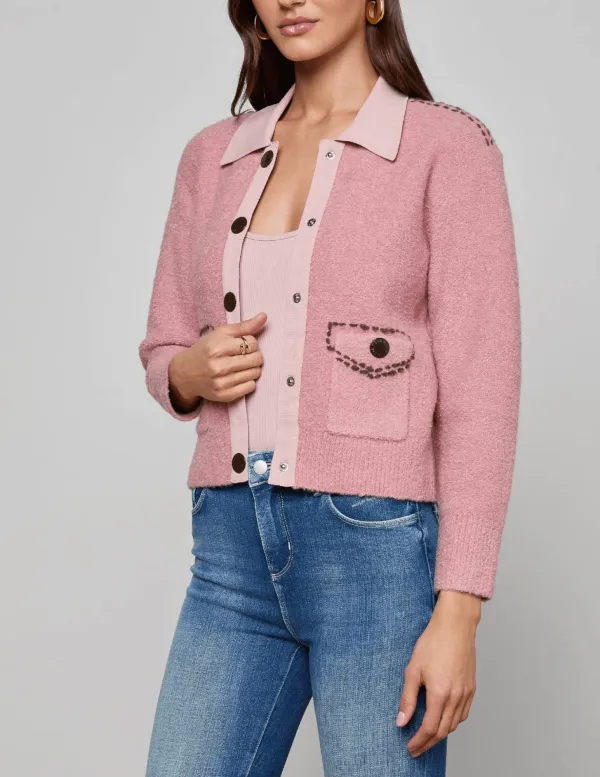 Wool Silk-Blend Button-Front Cropped Cardigan
