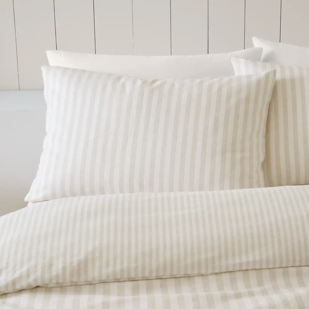 Refined Bedroom Reversible Stripe Linen Duvet Cover Set