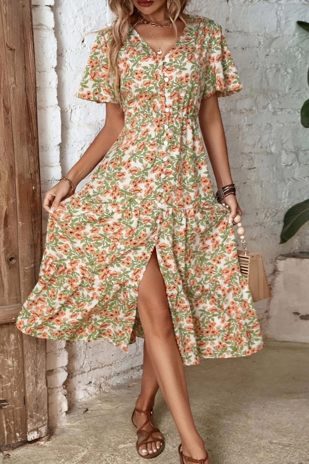 Soft Floral Midi Dress