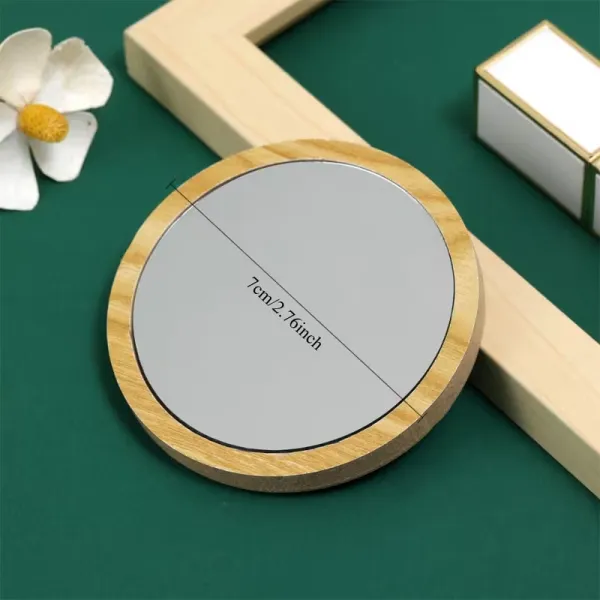 Wooden Round Hand Mirror