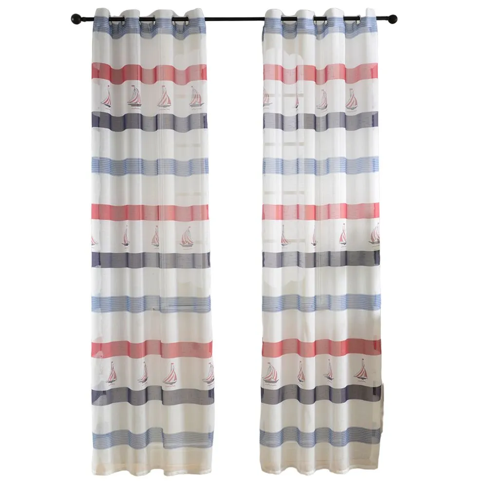 Sheer Striped Modern Curtain Panel