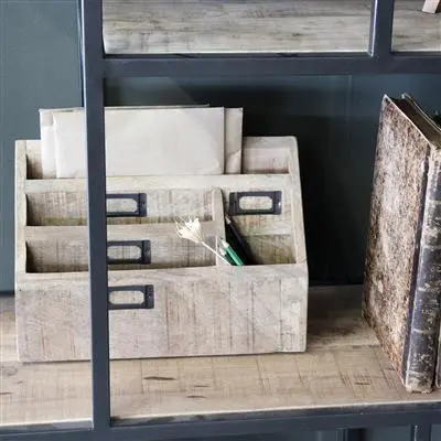 Wood Metal Desk Mail Organizer