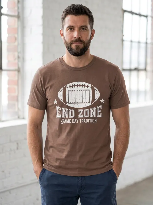 Men's American Football End Zone Game Day Tradition Printed T-Shirt