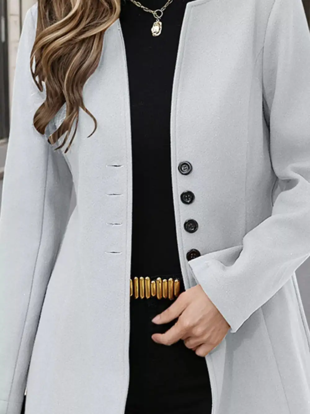 Button Up Long Sleeve Coat